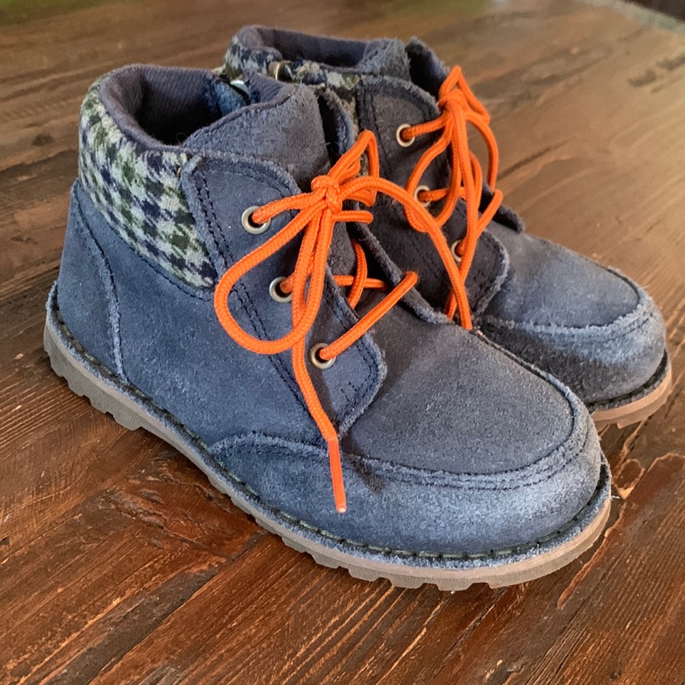 Ugg Toddler Navy Suede, Sheep Lined Zip Up Boots 9T